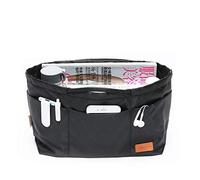 iN. Purse Organizer Insert with zipper Nylon fabric for women Handbags & Totebag, black, Medium: 15.7"(Top)/12.2"(Bottom) L × 4.7" W × 8.3" H