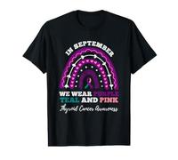 in September We Wear Purple Teal Pink Thyroid Cancer Value Graphic T-Shirt
