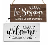 In Session Door Sign for Therapists, Do Not Disturb Hanger Sign for Therapy Office Decor, 6X12 Inches Double Sided Wooden Welcome Hanging Plaque-MBA02
