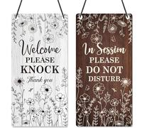 In Session Door Sign For Therapists - Shejdgart Welcome Please Do Not Disturb Sign for Office Double Sided Reversible Door Hanger Plaque for Home Business Online Meeting Sessions Decor