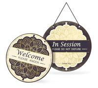 In Session Door Sign for Therapists Wooden Please Do Not Disturb Sign for Office Therapy Clinic Double Sided Please Knock Hanging Plaque for Treatment 6" (1 pack)
