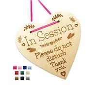 In Session Please Do Not Disturb Door Sign, Nice Polite Way of Asking - Heart Shaped Wooden Engraved Plaque 3MM