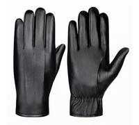 iN Smart Black Leather Gloves for Men Women | Touchscreen Winter Gloves for Smartphone Use, Driving, Work and More | Sheepskin Leather | Warm Super Soft Faux Fur Lining