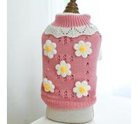 In-Stock Cross-Border Popular Pet Clothing Direct from the Source Factory, and Winter Star Sweaters for Dogs and Cats Collection(FlowersSweater-Pink,XS)