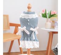In-Stock Cross-Border Popular Pet Clothing Direct from the Source Factory, and Winter Star Sweaters for Dogs and Cats Collection(Lady'swoolskirt-blue,XS)