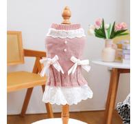 In-Stock Cross-Border Popular Pet Clothing Direct from the Source Factory, and Winter Star Sweaters for Dogs and Cats Collection(Lady'swoolskirt-pink,L)
