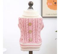 In-Stock Cross-Border Popular Pet Clothing Direct from the Source Factory, and Winter Star Sweaters for Dogs and Cats Collection(Newtwistbuttonsweater-pink,S)