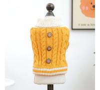 In-Stock Cross-Border Popular Pet Clothing Direct from the Source Factory, and Winter Star Sweaters for Dogs and Cats Collection(Newtwistbuttonsweater-yellow,XS)