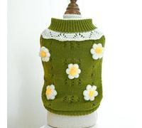 In-Stock Cross-Border Popular Pet Clothing Direct from the Source Factory, and Winter Star Sweaters for Dogs and Cats Collection(FlowersSweater-Green,M)