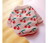 In-Stock Cross-Border Popular Pet Clothing Direct from the Source Factory, and Winter Star Sweaters for Dogs and Cats Collection(CherrySweater-Powder,XL)