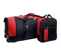 iN Suitcase Large - 32” Foldable Wheeled Holdall, 80L Capacity - Large Suitcase and Travel Bag with Wheels - Durable and Convenient for Travel, Easy Storage, Ideal for Any Adventure (Black/Red) 80L
