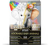 In Textu - Adorable Baby Animals - Coloring Book for Adults and Teens with Inspiring Colored Examples - Premium 200 GSM Paper - Fine Spiral Binding - Relaxing and Heartwarming Coloring Book