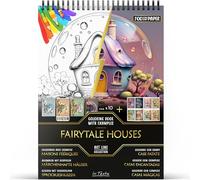 In Textu - Fairytale Houses - Coloring Book for Adults and Teens with Inspiring Colored Examples - Premium Paper 200g/m² - Fine Spiral Binding - Relaxing and Creative Coloring Book