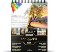In Textu - Landscapes - Coloring Book for Adults and Teens with Inspiring Colored Examples - Premium 200gsm Paper - Fine Spiral Binding - Relaxing and Creative Coloring Workbook