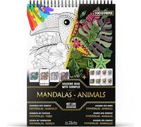 In Textu - Mandalas - Animals - Adults and Teens Coloring Book with Inspiring Colored Examples - Premium 200gsm Paper - Fine Spiral Binding - Relaxing and Creative Coloring Book Page