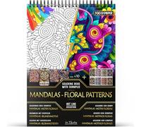 In Textu - Mandalas - Floral Patterns - Adult and Teen Coloring Book with Inspiring Colored Examples - Premium 200 GSM Paper - Fine Spiral Binding - Relaxing and Creative Coloring Book