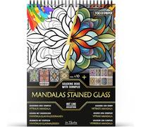 In Textu - Mandalas Stained Glass - Coloring Book for Adults and Teens with Inspiring Colored Examples - Premium 200 g/m² Paper - Fine Spiral Binding - Relaxing and Creative Art Therapy Book
