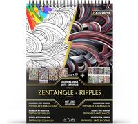 In Textu - Zentangle - Ripples - Coloring Book for Adults and Teens with Inspiring Colored Examples - Premium 200gsm Paper - Fine Spiral Binding - Relaxing and Meditative Coloring Book