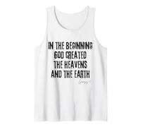 in The Beginning God Created Genesis 1:1 Bible Creation Tank Top