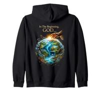 In The Beginning GOD... Earth Genesis 1:1 Bible Verse Nature Zip Hoodie
