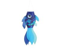 In the Breeze 5218 - 15-inch Cool Damsel Fish Windsock - Colorful Blue Fishsock Hanging Garden Décor with Detailed Printed Graphics