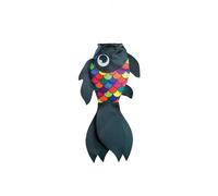 In the Breeze 5224 - 15-inch Black & Rainbow Damsel Fish - Colorful Fishsock Hanging Garden Decor with Detailed Printed Graphics