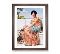 In The Days Of The Sappho By John William Godward Classic Painting Framed Print | A3 Walnut Framed Wall Art | Ready to Hang | Classic Historical Picture | Living Room Bedroom Lounge Office