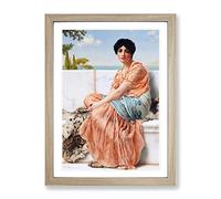 In The Days Of The Sappho By John William Godward Classic Painting Framed Print | A4 Oak Framed Wall Art | Ready to Hang | Classic Historical Picture | Living Room Bedroom Lounge Office