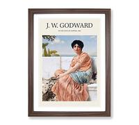 In The Days Of The Sappho By John William Godward Exhibition Museum Painting Framed Print | A2 Walnut Framed Wall Art | Ready to Hang | Modern Historical Picture | Living Room Bedroom Lounge Office