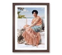 In The Days of The Sappho by John William Godward Framed Print | A2 Walnut Framed Wall Art | Ready to Hang | Modern Nature Picture | Living Room Bedroom Lounge Office