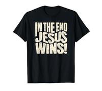 in The End Jesus Wins - Christian Quote Value Graphic T-Shirt, Men, Black, M