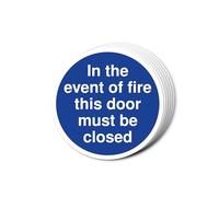 in The Event of a Fire This Door Must Be Closed Signs 80mm x 80mm Multi Pack Strong Adhesive Vinyl Stickers for Fire Door Safety (6)