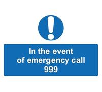 In the event of emergency call 999 police safety sign - 3mm Aluminium sign (200mm x 150mm)