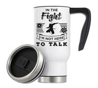 in The Fight I'm Not Here to Talk Funny Ninja Ninjutsu Graphic Vacuum Insulated Thermal Travel Coffee Mug 480ml White