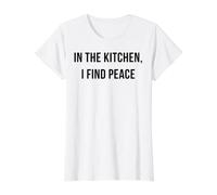 in The Kitchen I Find Peace Value Graphic T-Shirt, Women, White, XL