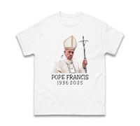 in The Loving Memory of Pope Francis 1936-2025 T-Shirt - Thank You Father Christian Religious Catholic Hope Gift Unisex Kids Adult Top (White, XL)