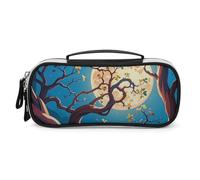 In The Magical Forest Night Sky Pencil Case with Zipper - Large Capacity, Portable Small Cosmetic Bag for Travel, Vintage PU Leather Pencil Pouch for Women Men