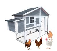 In The Market - Eggs R Us Chicken Coop, 188x70x118 cm, 4-6 Birds, Farmhouse Design, Grey