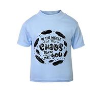 in The Middle of My Chaos There was You Feathers (Romantic Quotes for Couples, Anniversary) Short Sleeve Cotton Toddler t Shirt, 2-3 Years, Pastel Blue