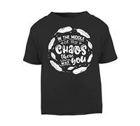 in The Middle of My Chaos There was You Feathers (Romantic Quotes for Couples, Anniversary) Short Sleeve Cotton Toddler t Shirt, 2-3 Years, Black