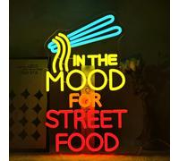 In The Mood For Street Food Neon Sign Neon Light for Room Neon Signs for WallDecor LED Sign For Room Bedroom Decor Home Party