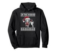 In the moood, funny cow pun Christmas cow face ugly sweater Pullover Hoodie