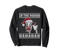 In the moood, funny cow pun Christmas cow face ugly sweater Sweatshirt