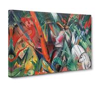 In The Rain By Franz Marc Canvas Print | Gallery Wrapped 30mm Frame Wall Art | 20x14 inches | Ready to Hang | Classic Landscape Picture | Living Room Bedroom Lounge Office