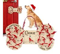 in the Shape of a Dog Bone, Christmas Decoration Made of Wood for the Christmas Season - 25 Days Countdown Door Hanger, for Front Door, Wall, Mantle, Holidays and Festivals, Outdoor