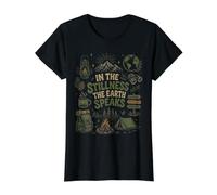 in The Stillness The Earth Speaks Nature Mountain Camping Value Graphic T-Shirt, Women, Black, S
