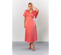 In The Style Women's Satin Flutter Sleeve Midaxi Slip Dress in Orange | Size: 8 In The Style Orange 8