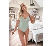 In The Style x Stacey Solomon Sage Control V-Neck Strap Detail Swimsuit Sage