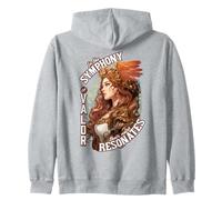 In the Symphony of Valor Art Nouveau Valkyrie Zip Hoodie