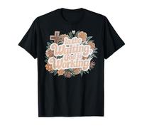 in The Waiting God is Working Boho Foral Christian Girl T-Shirt